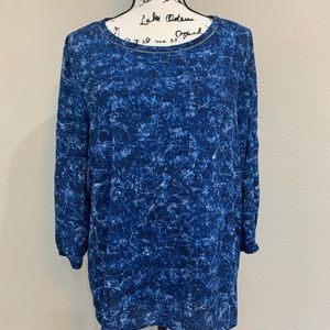 Halston Blue Print Blouse